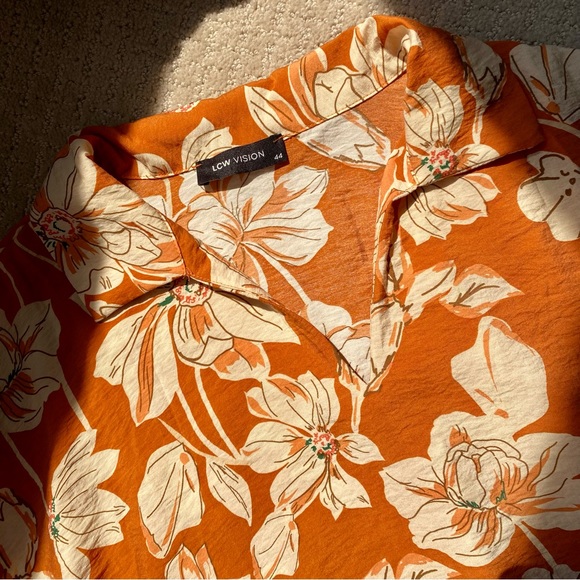 LC Waikiki Orange Tropical Collared Shirt, 44 - Picture 8 of 9